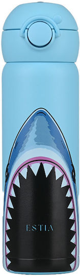 Estia Handy Bottle Save The Aegean Stainless Steel Kids Thermos Water Bottle Blue Fin 470ml