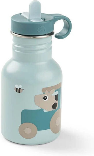 Done by Deer Stainless Steel Kids Water Bottle with Straw Blue