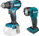 Makita DLX2349J Комплект Акумулаторна Бормашина и Фенер Brushless 18V с 3 Батерии 3Ah и Калъф