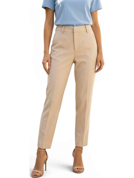 Rebekka Damen Stoffhose in Schlank Passform Beige