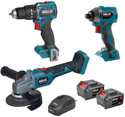 Bulle 633410 Angle Grinder, Drill Driver & Impact Screwdriver Brushless 18V with 2 Batteries 4Ah Bulle 633410 Angle Grinder, Drill Driver & Impact Screwdriver Brushless 18V with 2 Batteries 4Ah