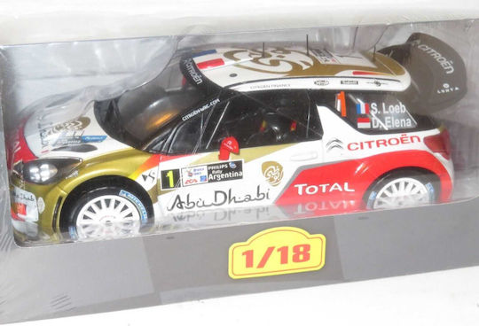 Model Mașină Citroen Ds3 Wrc Loeb-elena Scara 1:18 Alb Roșu Auriu