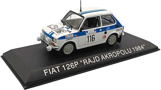 Fiat 126p Rajd Akropolu 1984 Model Mașină Scara 1:43 Alb Albastru
