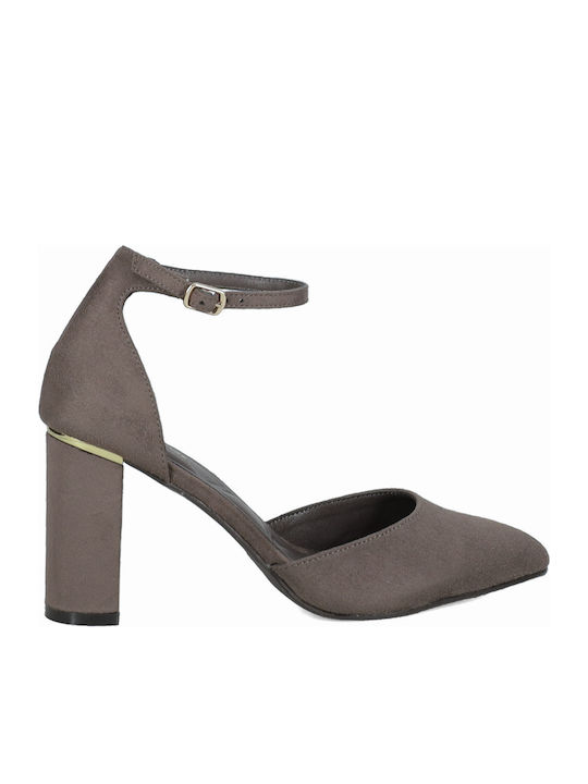 Wildleder Pumps mit Riemen Graue