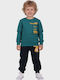 Kinder Sweatpants Set Petrol Blau Mit Dunkelblauer