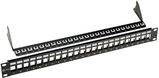 Solarix Patch Panel Keystone For Rack 1U 19" 24 Ports Black