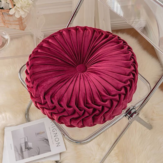 Ehome Sofa Cushion Made of Burgundy Velvet 30x30cm Velvet Throw Pillow Round 30x30cm HLRZD30-Burgundy