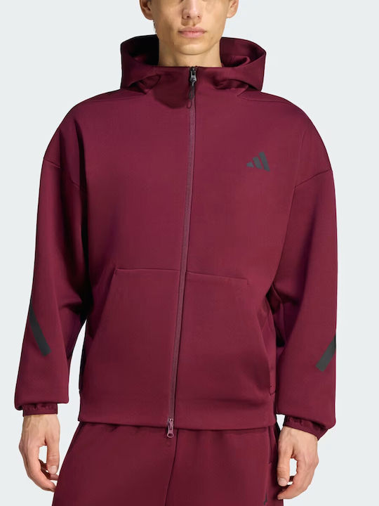 adidas Vollreißverschluss Sweatshirt für Herren mit Kapuze Maroon