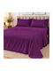 Ehome Set Double Bed Sheets 240x260cm Purple 4 Pieces S240-PURPLE