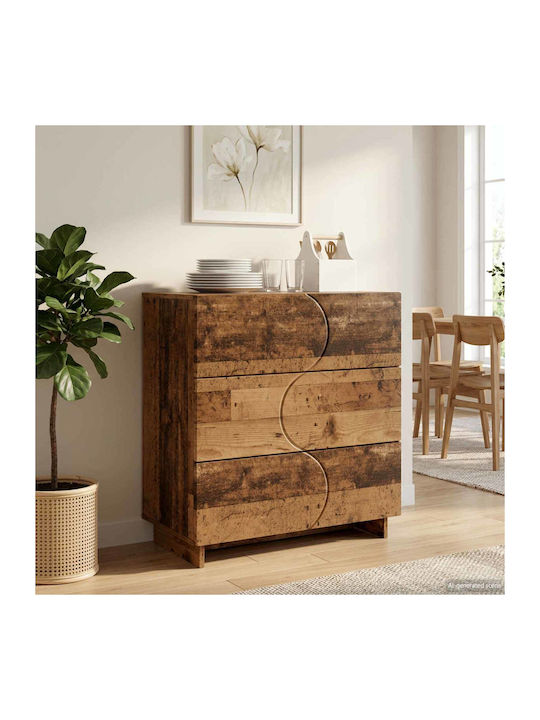 Wooden Sideboard with Drawers Old Wood 70x38x75cm