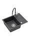 GraniteQ Mike 116 Drop-In Кухненски Мивка от Течен Гранит със Смесител Дължина 56xШирина 44см Черен