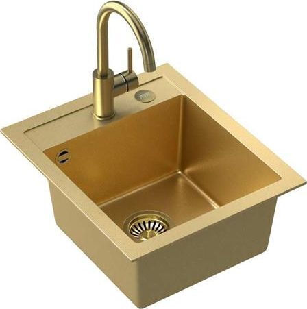 Steiner Johnny Drop-In Inox Küchenspüle mit Wasserhahn M43xB50cm Gold
