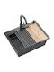 Quadron Drop-In Kitchen Sink from Liquid Granite L58xW45cm Black
