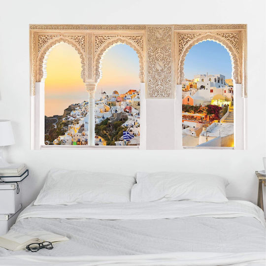 Dreidimensionales Wandsticker Sonnenuntergang auf Santorini 50x100cm
