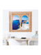 Dreidimensionales Wandsticker & Wandgemälde Aussicht auf Santorini 80x80cm