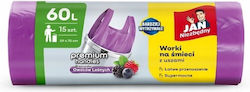 Staples Sacuri De Gunoi Parfumate Pentru Grădină Capacitate 60lt Cu Mânere 15 Bucăți Violete