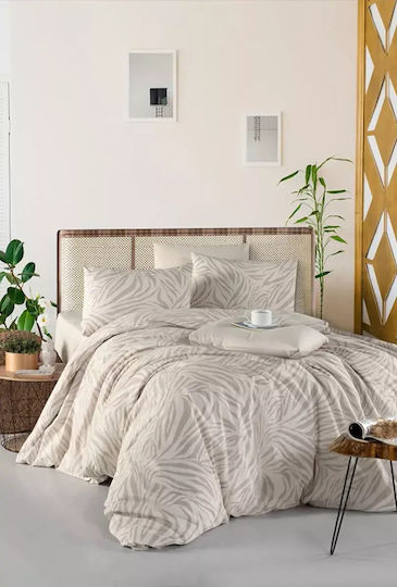 Mc Decor Mc Decor Baumwolle Bettbezug Set 160x240cm Einzel mit Kissenbezug Zebra Kaffee