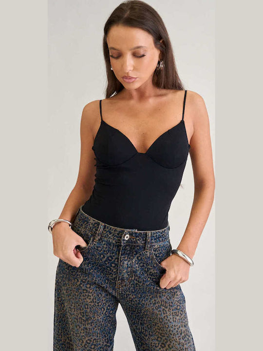 Decoro Damen-Bodysuit mit Spitze Schwarz