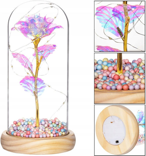All Saints White Rose 22cm in Glass with LED Aptel