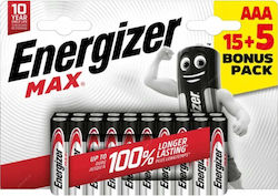 Energizer Max Αλκαλικές Μπαταρίες AAA 1.5V 20τμχ