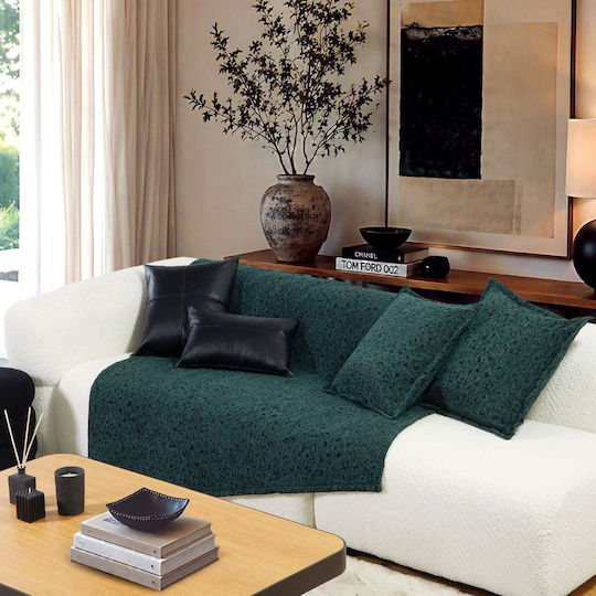 Nef-Nef Homeware Leopard Sofa Throws 2 Seater P170xL250cm Green