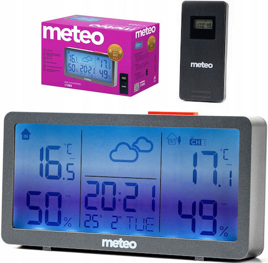 Meteo Wireless Digital Tabletop Black Weather Station