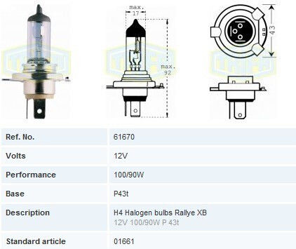 Trifa H4 Xenon Autolampe 12V
