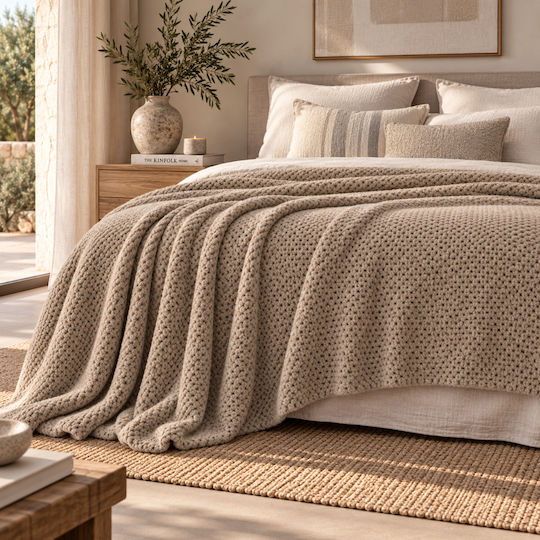My Home Luxury Κουβέρτα Fleece Μονή 160x220εκ. Καφέ