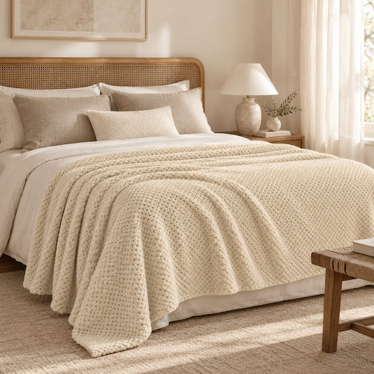 My Home Luxury Κουβέρτα Fleece Υπέρδιπλη 220x240εκ. Μπεζ