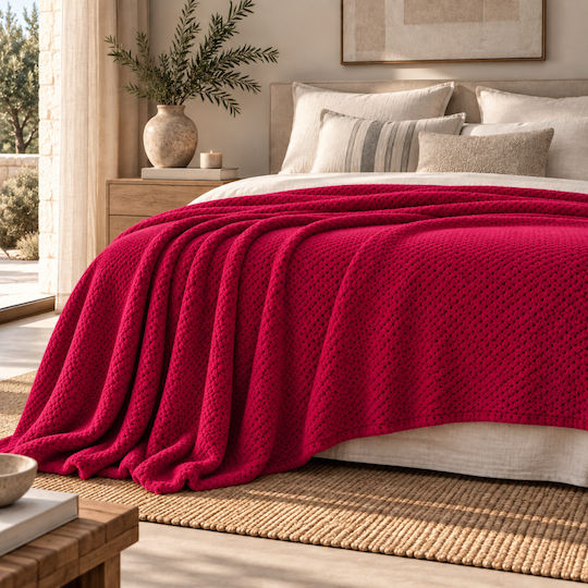 My Home Luxury Κουβέρτα Fleece Υπέρδιπλη 220x240εκ. Κόκκινη