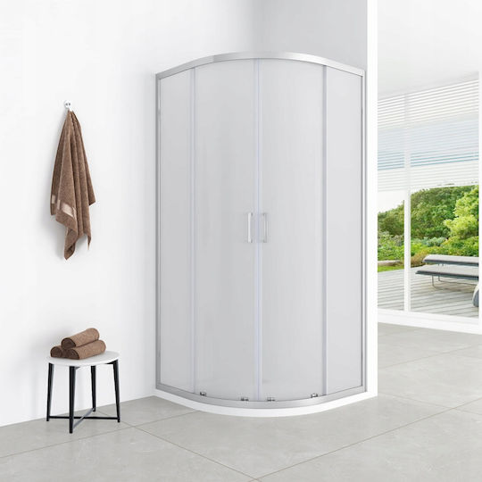 Aptel Semicircular Shower Cabin with Sliding Door 80x185cm Mat Chrome