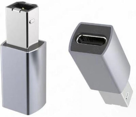 PremiumCord Μετατροπέας USB-C female σε USB-B male Ασημί