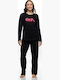 Galaxy Winter Damen Schlafanzug Set Schwarz