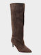 Wildleder Damenstiefel mit mittlerem Absatz Braun