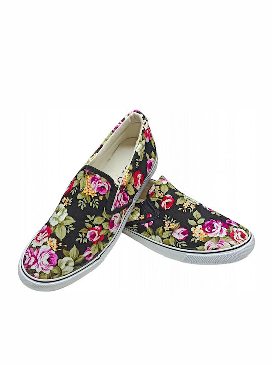 Damen Slip-Ons Stoff Schwarz