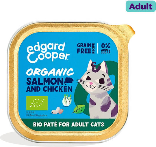 Edgard Cooper Wet Food for Adult Cats with Salmon and Chicken Grain Free 85gr
