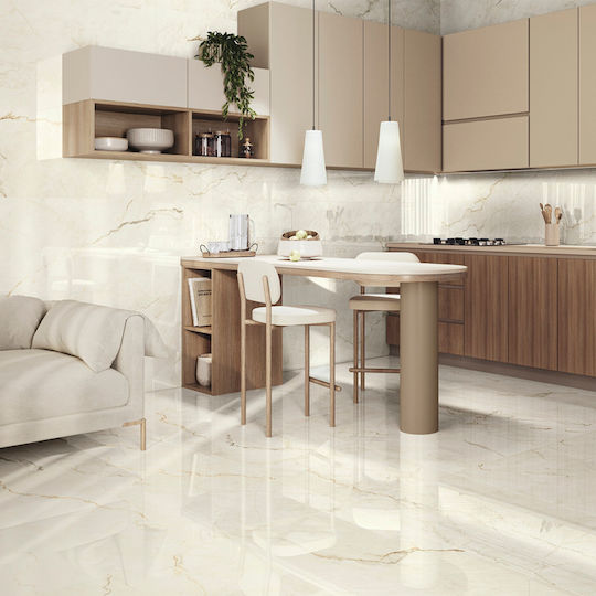 Azulejos Benadresa Interior Floor Tile Glossy Finish 120x60cm Almond