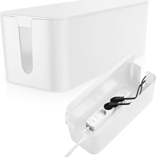 Органайзер за кабели за бюро Контейнер за пода Кутия за кабели Alogy Box L 40cm Широк Бял