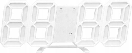 Strado 3D Digital Wall Clock White 9x23.3cm