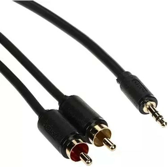 Unitek Καλώδιο Ήχου 3.5mm male - 2x RCA male Μαύρο 5m με Επίχρυσους Ακροδέκτες C19023BK03