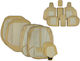 Car Seat Covers 13 Pcs Eco Leather Mesh Fabric Beige Ap-358