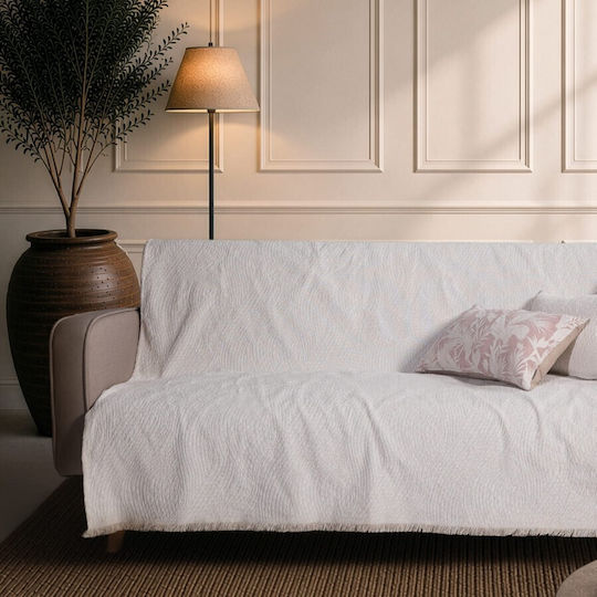 Teoran Norman Four-Seater Sofa Throw Off White