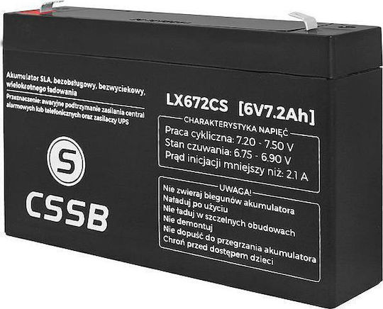 CSSB CSSB UPS-Batterie mit Gewicht 7.2Ah und Spannung 6V