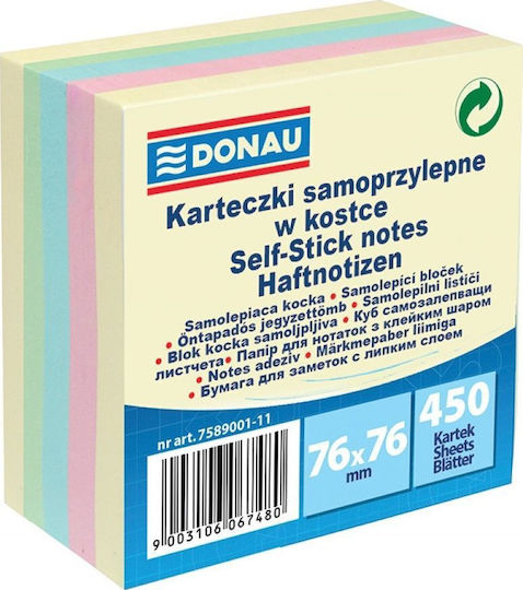 Donau Sticky Memo Pads Cube 450 Sheets 7.6x7.6cm Set 12 Pieces
