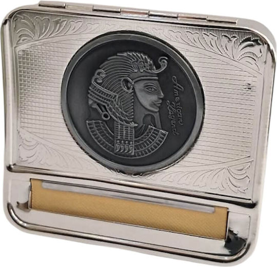 Kalliopi Silver Zigarettenschachtel Drehmaschine Metallische Silber Farbe Design Pharao 8x9cm 47302-011-6