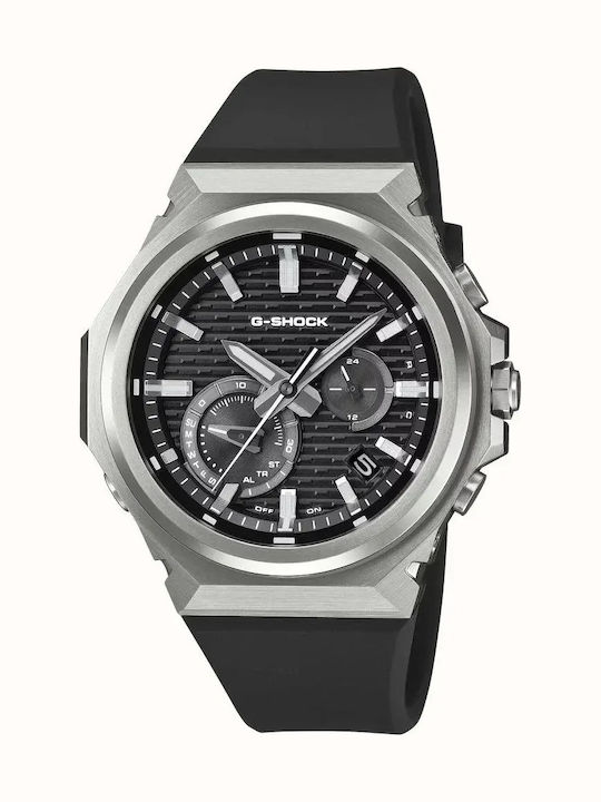 Casio Мъжки Часовник 46.9mm Хронограф Слънчев с Черна Каучукова Каишка