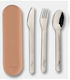 Лъжица Нож & Вилица Inox Калъф Силиконов Blush Pink 3 бр Citron