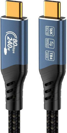 PremiumCord Cablu video USB 4 USB-C tată - Thunderbolt 3 240W PD Negru 1.5m