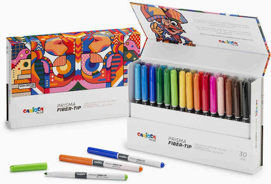 Carioca Plus Prisma Fiber Drawing Markers Fine, Neon Set 30 Colours