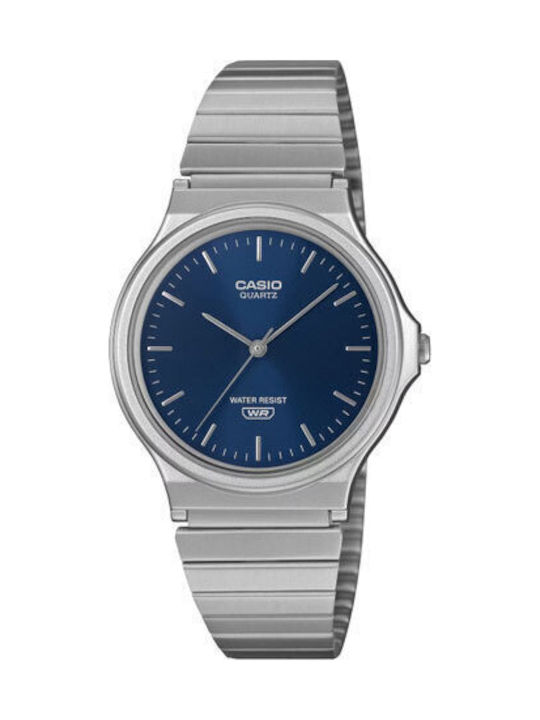 Casio Ανδρικό Ρολόι 35mm Μπαταρίας με Ασημί Ατσ...